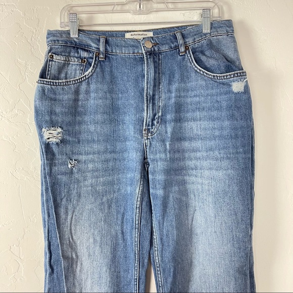 Reformation Jeans Denim Medium Wash Blue Vintage Baggy‎ High Rise Organic Cotton - Picture 3 of 8